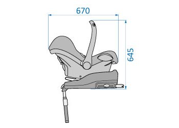 Car seat with base unit dimensions