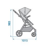 Maxi-Cosi Zelia Pram Side View Dimensions: 1015mm wide x 985mm height